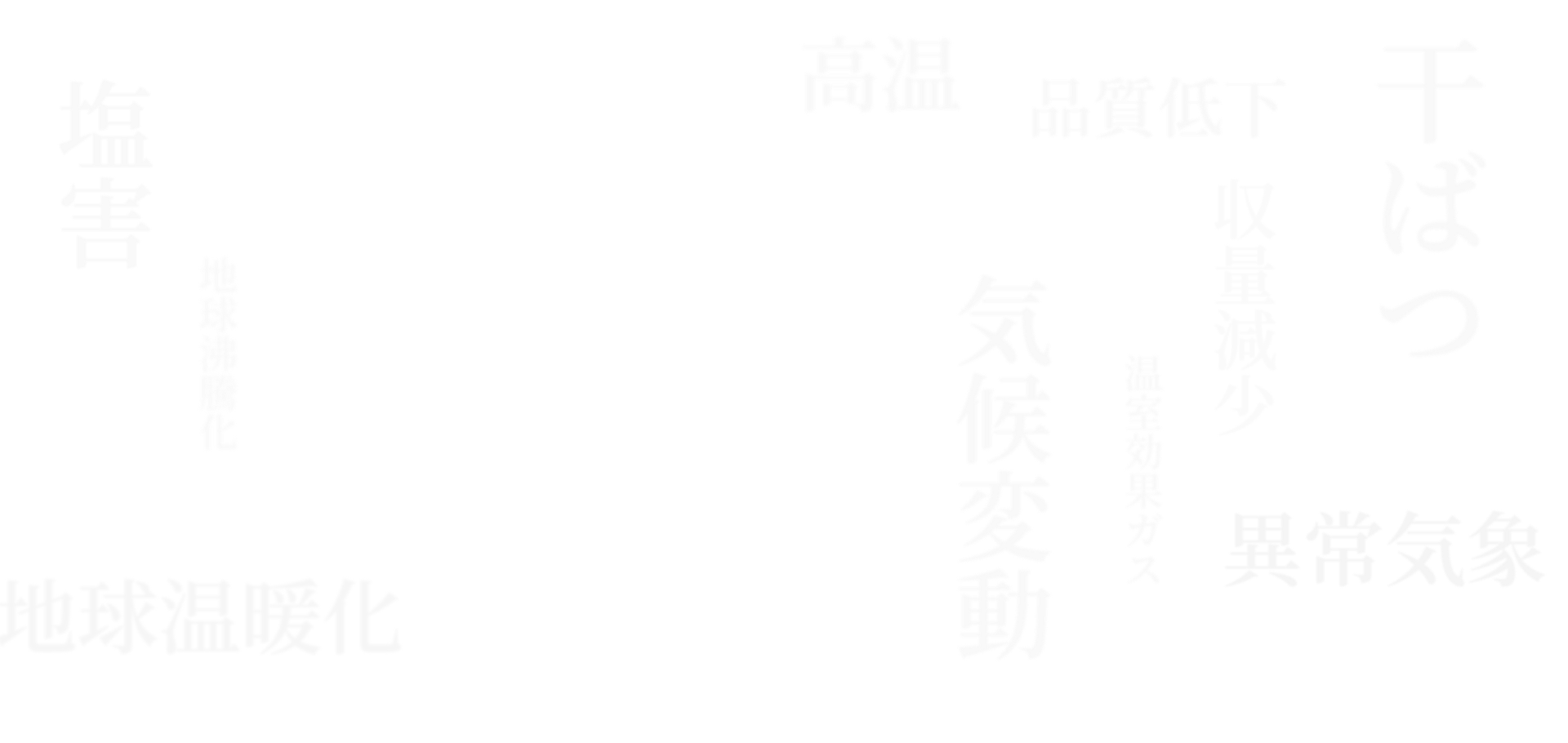 干ばつ・異常気象・収穫減少・気候変動・品質低下・塩害